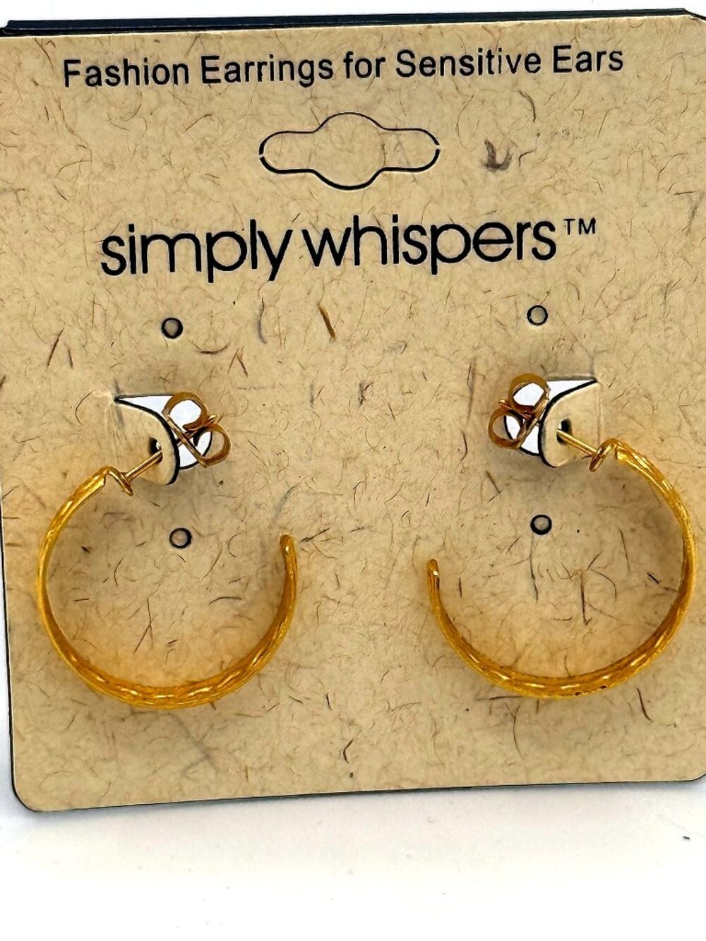 NWT Simply Whispers Gold Tone Hoop Earrings Sensitive Ears Lightweight Hoops